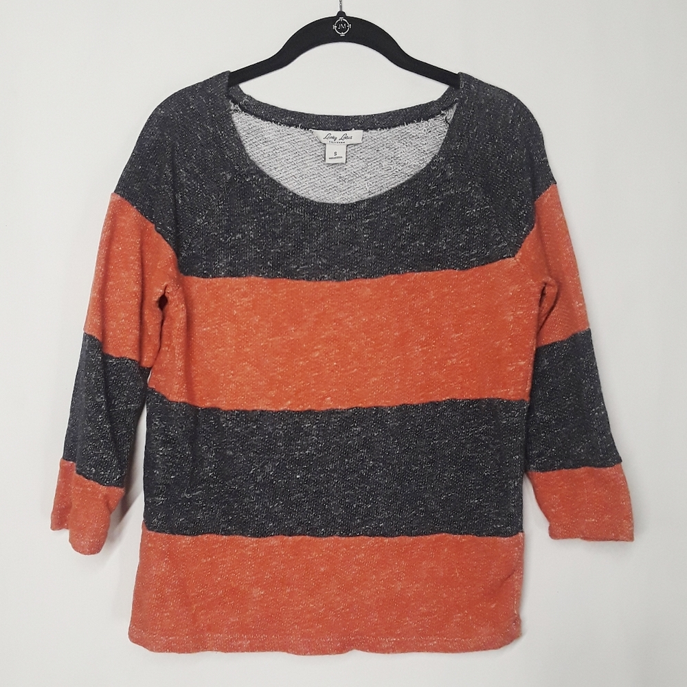 LUCKY LOTUS Orange Stripe Print Sweater Top Small